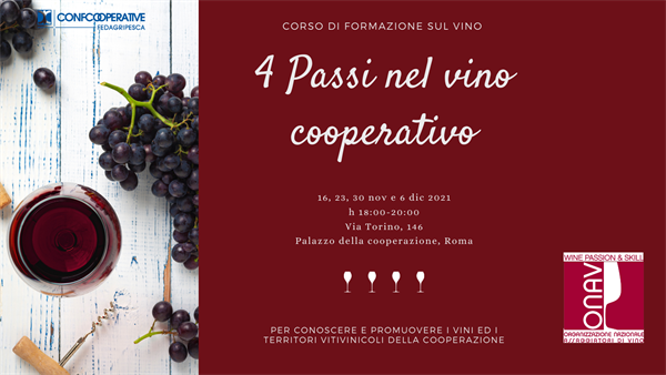 Confcooperative, al via corso sul vino cooperativo promosso da Fedagripesca e ONAV 